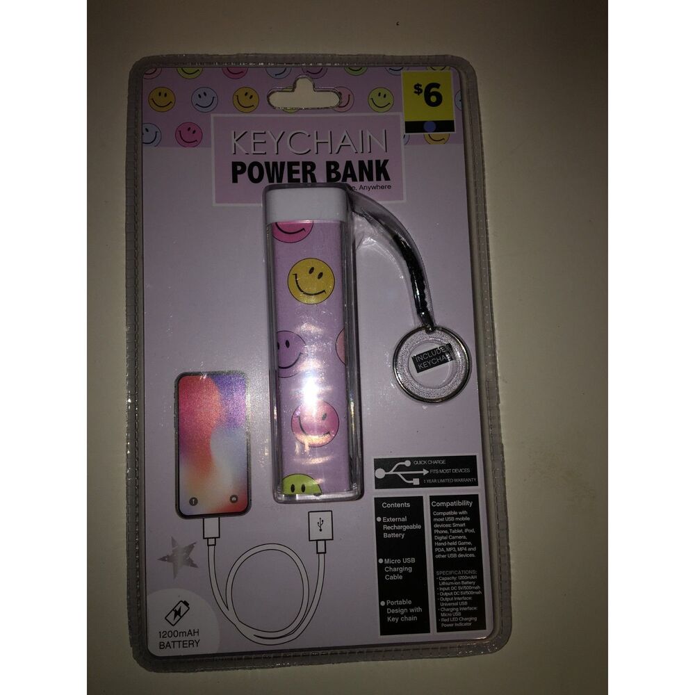 2 Portable Power Bank Charg Anytime Anywhere New Purple Smile Face